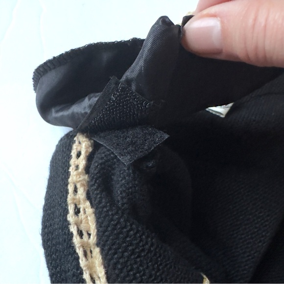 Vintage Shell Kepler Patchwork Beaded Duster Cardigan Large Black Crochet Lace - Picture 10 of 14